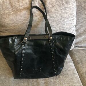Patricia Nash Black Leather Tote with Studded Detail